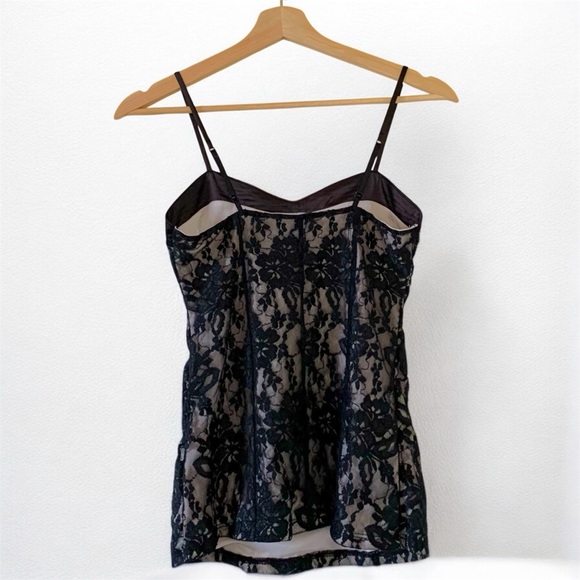 Express Black Nude Bustier Lace Tank Blouse Top Size XS - Picture 4 of 7